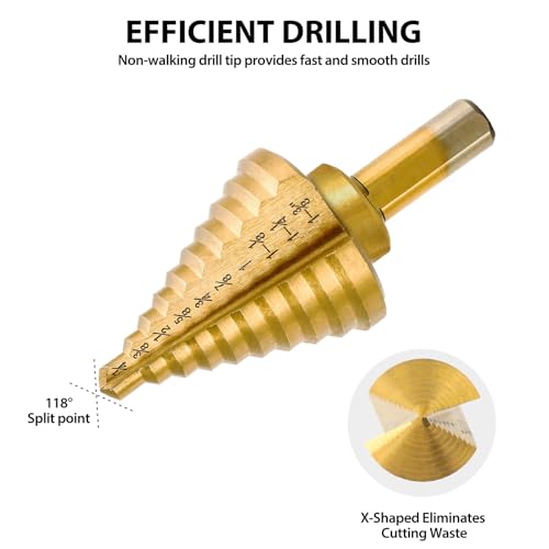 Aocoom JTZ-01 Aoocoom Titanium-Coated Step Drill Bit Set For Metal thumb #2