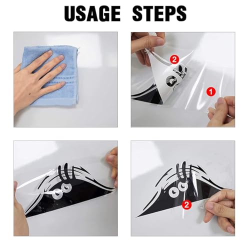 WJRQD 2 Stück Cartoon Funny Peeking Monster aus Vinyl, selbstklebend, Peeking Monster gruselige Augen Autoaufkleber Peeking Elf Decal Wasserdicht Lächeln und Angry Schwarz Aufkleber (schwarz)