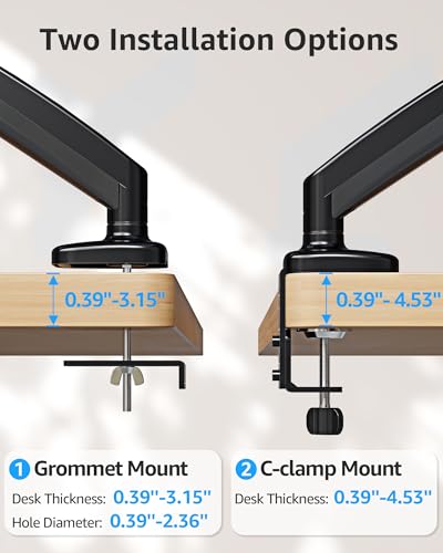 Image of MOUNTUP Single Monitor Desk Mount, Adjustable Gas Spring Monitor Arm Support Max 32 Inch Screen, Computer Monitors Stand with Clamp /Grommet Mounting Base, VESA Mounts Fit 4.4-17.6lbs Computer, Black