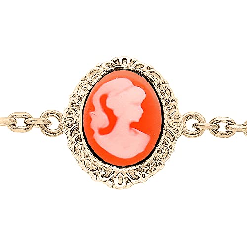 1001 Bijoux Bracelet plaqué or Camée rose 16+3cm + écrin (offert)