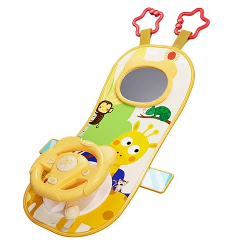 Rear Facing Car Seat Toys, 360° Rotation Baby Steering Wheel Toy with Mirror, Music, Lights and Driving Sounds, 12 Months+ Kids Steering Wheel for Car Backseat, Rear Facing Seat Toys, Baby Toy