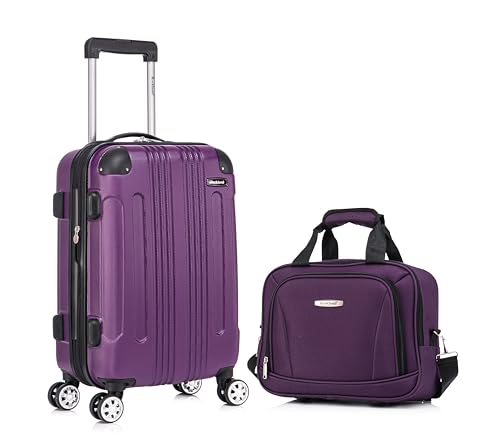 Image of Rockland London Hardside Spinner Wheel Luggage Set, Purple, Carry-On 20-Inch and Tote 14-Inch (F1902-PURPLE)