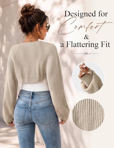 Image of Durio Women Y2K Bolero Shrug Long Sleeve Knit Cropped Cardigan