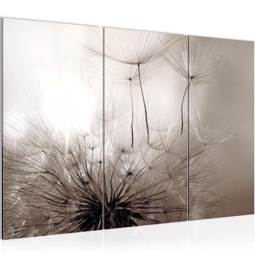 Tableau chambre fleurs beiges decoration murale salon pissenlits zen