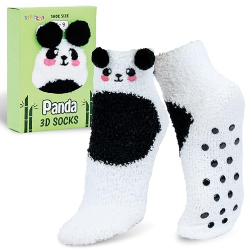 Image of POPCRAZE Novelty Fuzzy Animal Socks Plush Cozy Crew Slipper