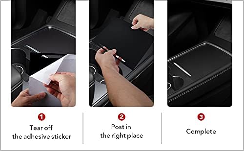 Basenor 2022 2021 Tesla Model Y Model 3 Center Console Wrap Cover Kit ABS Plastic (New Console Black)