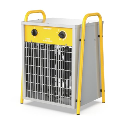 DAHTEC Elektroheizer Heizlüfter Große Räume Bauheizer 22kw Elektro Heizstrahler mit Thermostat Elektrisch Heizgerät mit 3 Heizstufen Heizgebläse für Garage, Baustelle