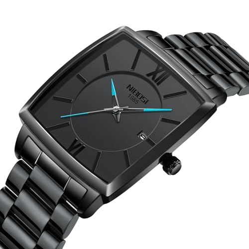 Image of NIBOSI Men's Watches Analog Military Sport Black Dial Watches for Men Business Waterproof Casual Watch Stainless Steel Wrist Watches Date