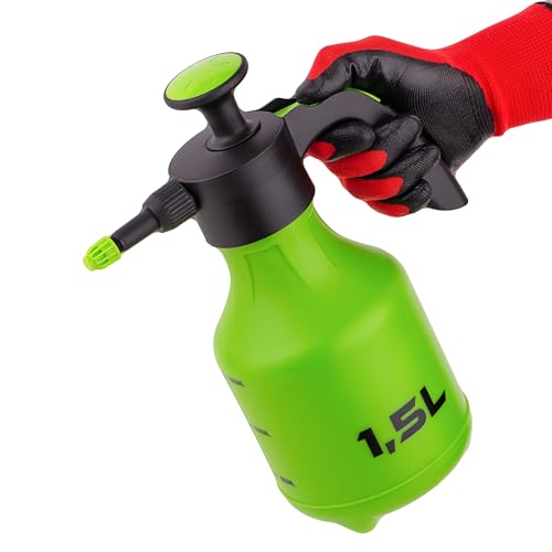 MIVOS Drucksprüher 1,5 Liter - Premium Gartenspritze, Pumpsprüher für Balkon, Terrasse & Garten - Pflanzensprüher - Sprühgerät für Pflanzenpflege, Handsprüher