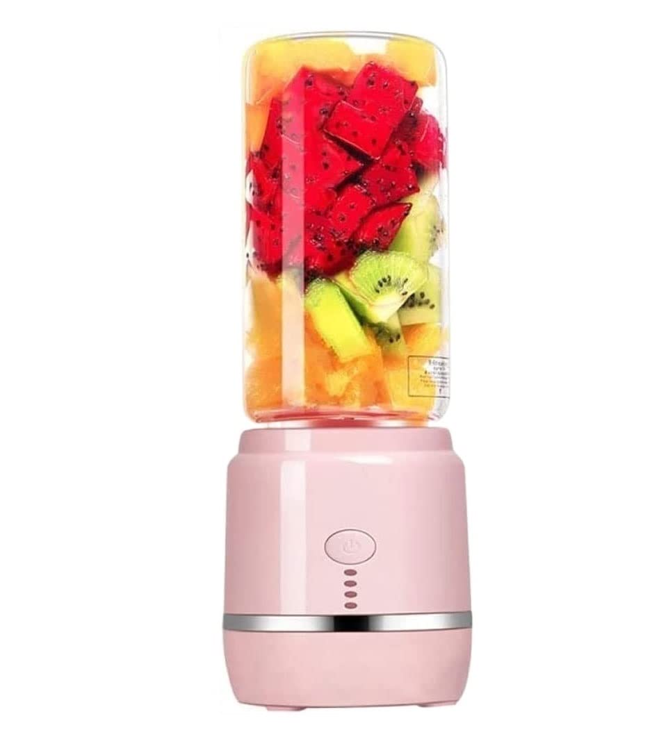 Przenośny blender, osobisty mały blender do koktajli i smoothie, ładowany przez USB, blender do soków do uprawiania sportu, podróży i na świeżym powietrzu (kolor: różowy) (różowy)
