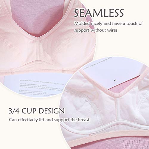 FEOYA Girls Cotton Training Bra Soft Cup Wireless Vest Design Sport Bra 2 Pack4