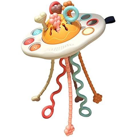 Pull String Activity Toy Food-grade Silicone Montessori Pull String Toy Colorful Portable Baby Sensory Toy Fine Motor Skills Development Educational Toy for Toddlers Boys Girls Pull String Activity Cover