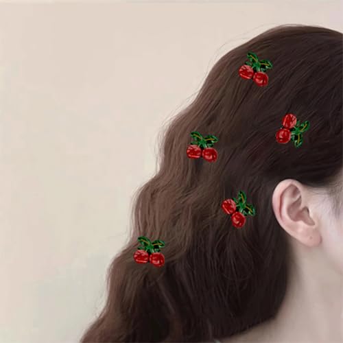 6PCS Pinzas para el Cabello con Diseño de Cereza, Clips Antideslizantes de Plástico para Mujeres miniatura 5