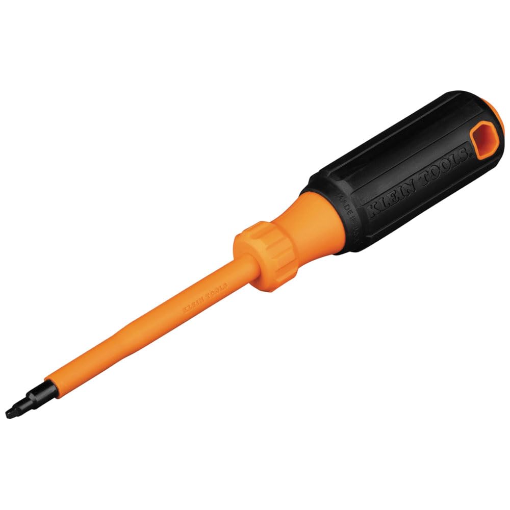 Klein Tools 6884INS Insulated Screwdriver, 1000V #1 Square Tip Screwdriver with 4-Inch Shank, Tip-Ident, Cushion-Grip Handle โ image 1