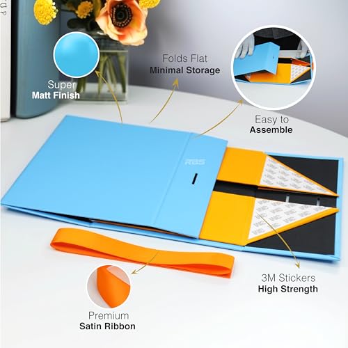 Image of RBS - Gift Box for Packing (23 x 16 x 10cm) Folding Gift Boxes (1 Pack) Rectangular Gift Box Empty Multipurpose Gift Hamper Box Empty Holds Upto (5 kg) Hamper Box with Ribbon (Amber Sky)