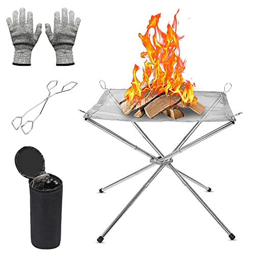 REDCAMP Faltbare Feuerschale Mit Grillrost - 2-in-1 Campinggrill Für Garten & Outdoor