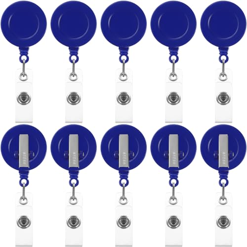 Porte-badge rétractable bleu marine Zonon lot de 50 avec pince crocodile