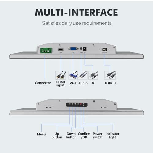 Image of 15.6 inch Touchscreen Monitor,Ratio 16:9 IPS PCAP Industrial Touch Screen Monitor with HD-MI VGA USB Port,Build-in Speakers & VESA,Touch Screen for PC,POS,Laptop,Home,RPI