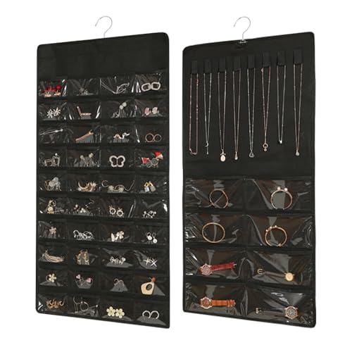 YZROHYI Porta Collane da Armadio,Portagioie da Appendere Al Muro,Appendi Orecchini da Parete,Hanging Jewelry Organizer,Organizzatore Collane con Ganci,Earring Holder per Braccialetto - Nero