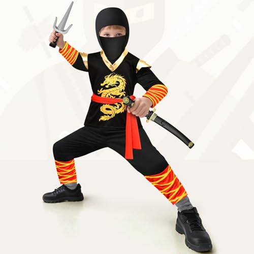 Disfraz infantil ninja 9 piezas para niños miniatura 2