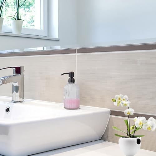 Image of Glass Soap Dispensers Oil Rubbed Bronze, for Kitchen and Bathroom, Heavey Glass Bottle 15oz, Stainless Steel Head