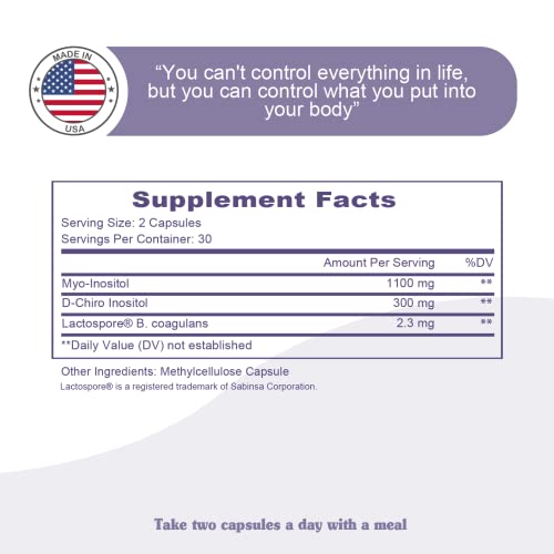 You're Natural Myo-Inositol & D-Chiro Inositol+ Probiotics Blend Vegan Capsule | Hormonal Balance & Healthy Ovarian Function Support | Inositol Supplement | Vitamins For Women | 30-Day Supply #TOP2
