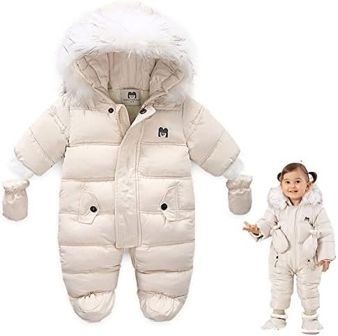 UVIPC Baby Winter Snowsuit Jumpsuit Coat Outwear Romper Footie Hooded Toddler Boys Girls