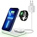 Kabelloses Laden,15W Fast Wireless Charger(QC3.0 Adapteren thalten) Qi Induktive Ladestation Schnelles 3 in 1 Kabelloses Ladegerät für iPhone 13/13 Pro/12/11/X/SE,Apple Watch 7/6/5/4/3/SE und Airpods