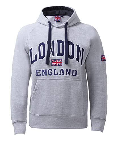 Sweat à capuche coton homme Itzu au motif drapeau Royaume-Uni avec grande poche kangourou
