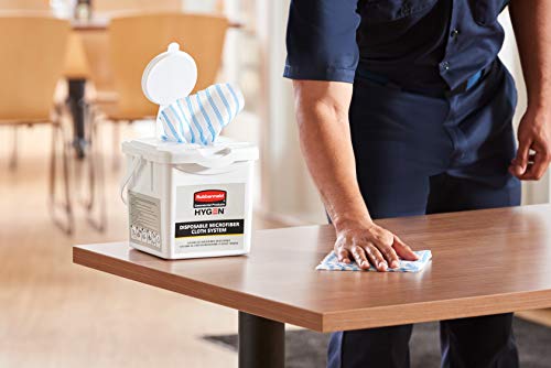 Image of Rubbermaid Commercial Products HYGEN Disposable Microfiber Cloth /Rag /Towel Charing Bucket, White, for Janitorial /Professional Cleaners and Heavy-Duty Industrial Wiping /Cleaning