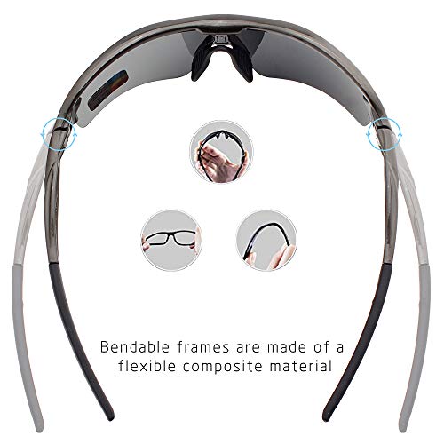 Polarized Sports Sunglasses Cycling Sun Glasses For Men Women With 5 Interchangeable Lenes For Running Baseball Golf Driving (Black+Black) #TOP4