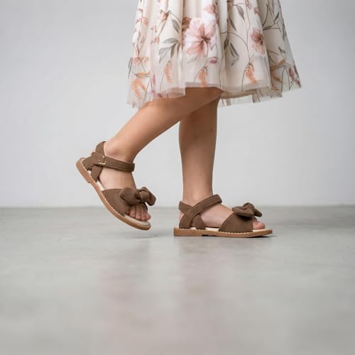 Image of THEE BRON Toddler Girls Sandals Wedding Flower Girl Dress Shoes Open Toe Flats
