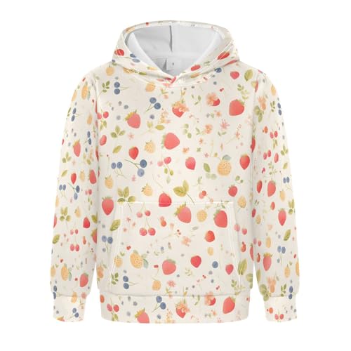 KLL Watercolor Berry Raspberry Toddlers and Girls' Sweatshirt Crewneck Pullover Hoodies with Kangaroo Pocket