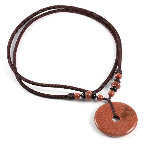 天然石 アベンチュリン 翡翠 ペンダントネックレス ターコイズ クォーツ セーフティボタンチャーム レディース メンズ ファッションジュエリー(9)