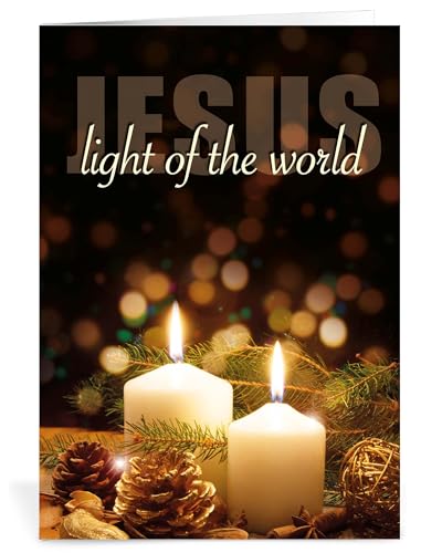 Religious Christmas cards - Light of the World, pack of 20, 5x7in, printed in England, with Bible...