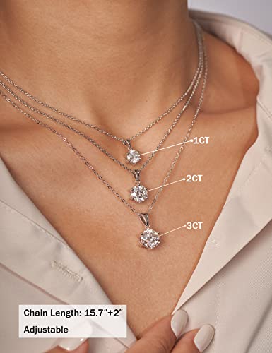 Imolove Moissanite Solitaire Pendant Necklaces For Women Sterling Silver With 18K Yellow Gold Plated 3 Carats D Color Vvs1 Clarity Mossanite Jewelry For Girls-W #TOP4
