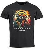 Neverless® Herren T-Shirt Musik DJ Chill Faultier Print Aufdruck Relax Sommer Fashion Streetstyle Anthrazit L
