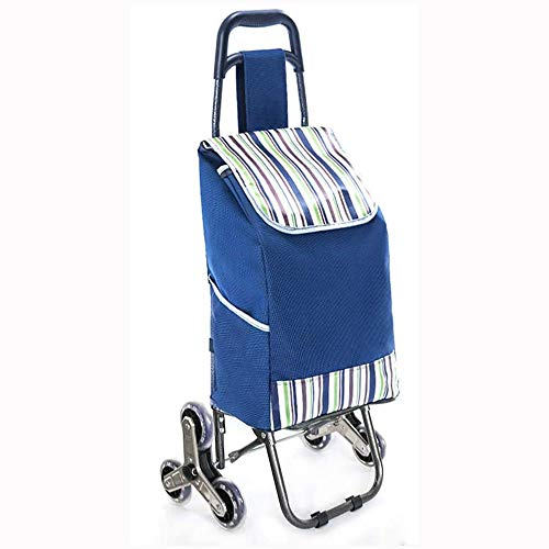 ZUOAO Seis Ruedas Cesta Subir escaleras, 30L Cesta de Compras Plegable, Hecha de Tela Impermeable Oxford, Duradero y fácil de Plegar,Blue2