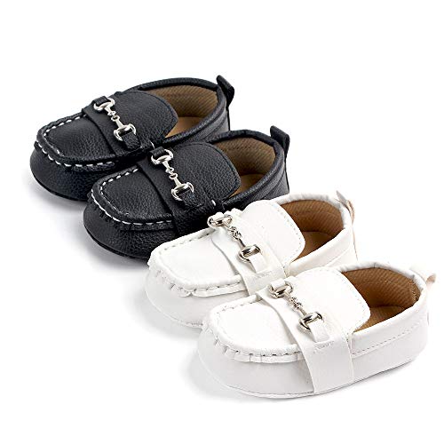 Infant Baby Girls Boys Pu Leather Sneakers Soft Sole Toddler Newborn Loafers First Walkers Skate Shoe (115 We12) A/White #TOP5