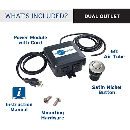 InSinkErator Garbage Disposal Air Switch Kit, Dual Outlet Sink Top Switch Button for All InSinkErator Food Waste Disposer Models, Satin Nickel STS-OOSN