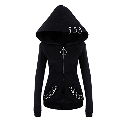 Women Gothic Zip Up Oversized Moon Hoodie Sweatshirt Long Sleeve Coat Punk Jacket with Pockets4