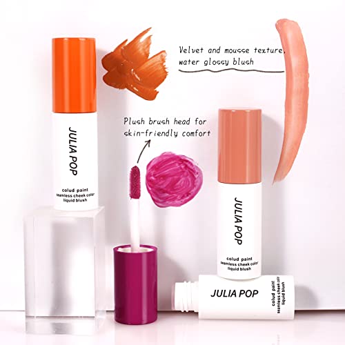 Akary Velvet Mousse Liquid Blush Makeup For Cheeks, Lightweight Water Glossy Blush To Shape, Contour & Highlight Face, Moisturizing, Long-Wearing, Smudge Proof, Natural-Looking (06 Warm Rose (Fine Flash)) #TOP2