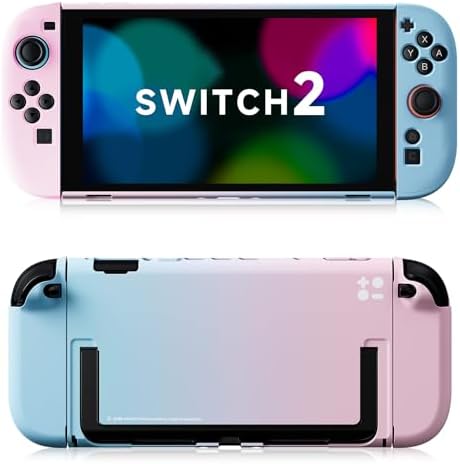 （13:00時点） BJBT Switch 2対応 保護カバー ケース ドック対応 スイッチ2ケース Switch2専用ケース 全面保護·分解簡単·指紋防止·高感度·分体式設計 プレゼントGradient Blue