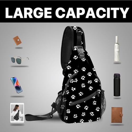 FyLybois Paw Print Sling Bag for Women Crossbody Backpack Lightweight Chest Daypack Fashion Shoulder Bags for Travel Hiking Biking4