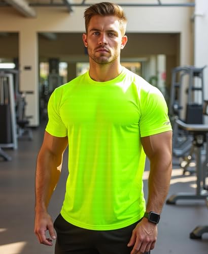 Mens Running Shirt Quick Dry Fit Short Sleeve Performance T-Shirt Moisture Wicking Ourdoor Active Wear Reflective2