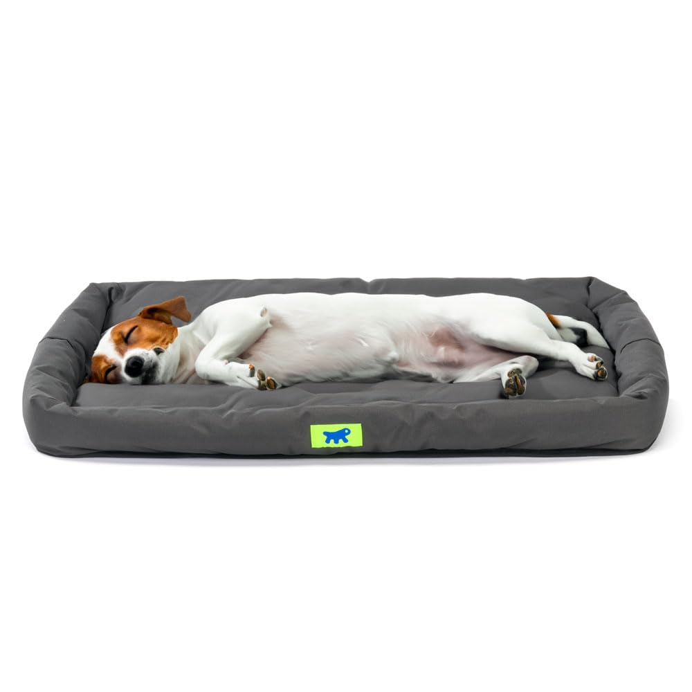 Ferplast Cama para Perro Cojín para Perros Pequeño Tejido Resistente a los arañazos Lavable a máquina a 30 °C Colchón Impermeable para Perros 76 x 53 x 5 cm. Negro