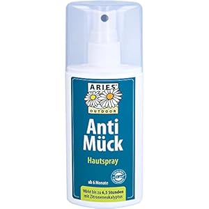 Aries Anti-muggenspray, anti-muggenspray, voor lichaam en gezicht, 100 ml