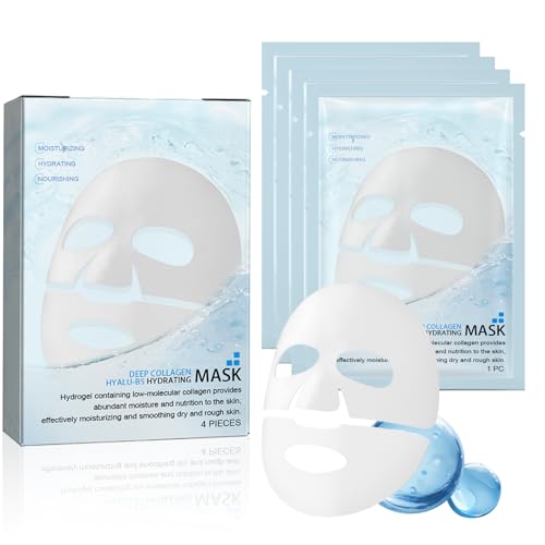 Masque Collagene Visage Korean, 4Pièces Mask Collagen, Bio Collagen Overnight Mask, Visage Masque Profond Coréen, Réduction des Pores, Amélioration de l'Élasticité