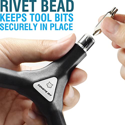 COYOTE MT 6 in 1 Y Wrench - 6 Interchangeable Bits - Allen Hex, T25 & PH2 Screwdriver - Strong, Easy & Comfortable Bicycle Multitool Kit - Cycling Maintenance Tools for Road and Mountain Bikes - Image 5