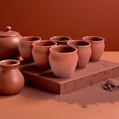 Image of Happy Cove Eco Friendly Cup Set of 6 for Tea | Biocomposite Rice Husk & Bamboo Fibre | 225ml Unbreakable Chai Cups | Microwave Safe Tea Kulhad | Hot & Cold Coffee Mug, Milk & Tea Cup Set